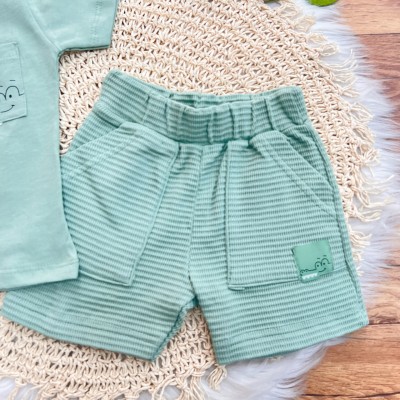 Conj. Camiseta Jacaré no Bolso e Bermuda - Verde